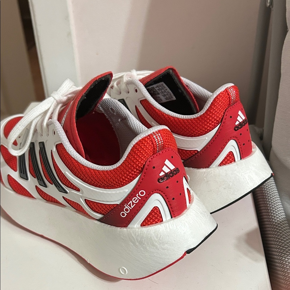 Adidas Kids Red and White Adizero Sneakers - Picture 5 of 7